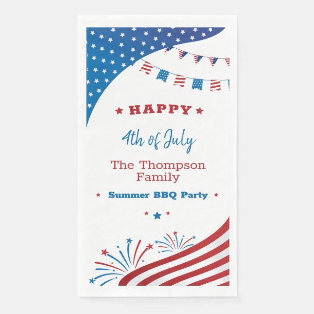 4. Juli Sommer Party Red White Blue Patriotic Serviette (Vorderseite)