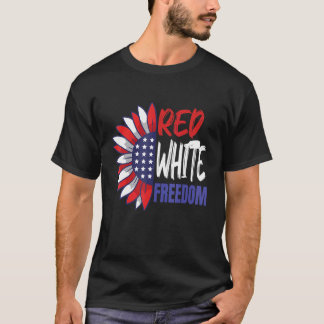 4. Juli Sonnenblume American Flag Red White frei T-Shirt