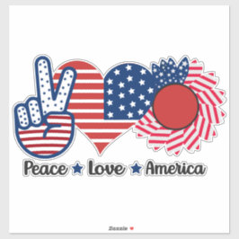 4. Juli Sonnenblumen Peace Liebe America Flag Aufkleber