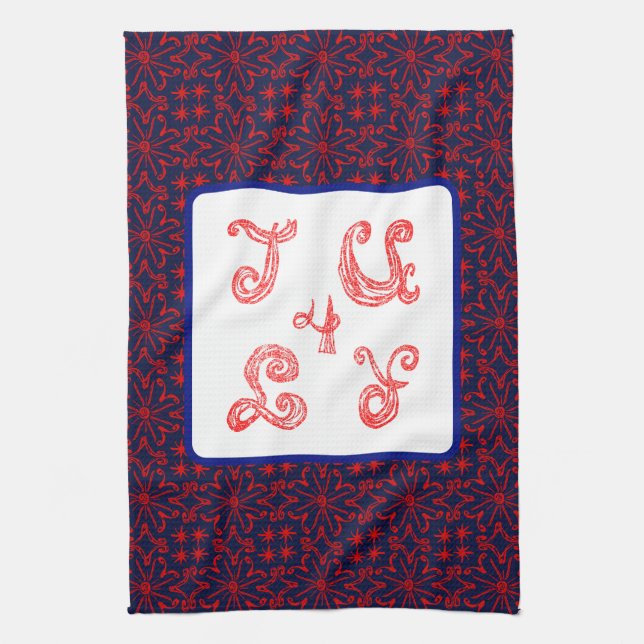4. Juli Sparkle Fabric Schriftart Feuerwerk Küche  Geschirrtuch (Vertikal)