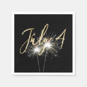 4. Juli Sparklers auf Black Napkins Serviette