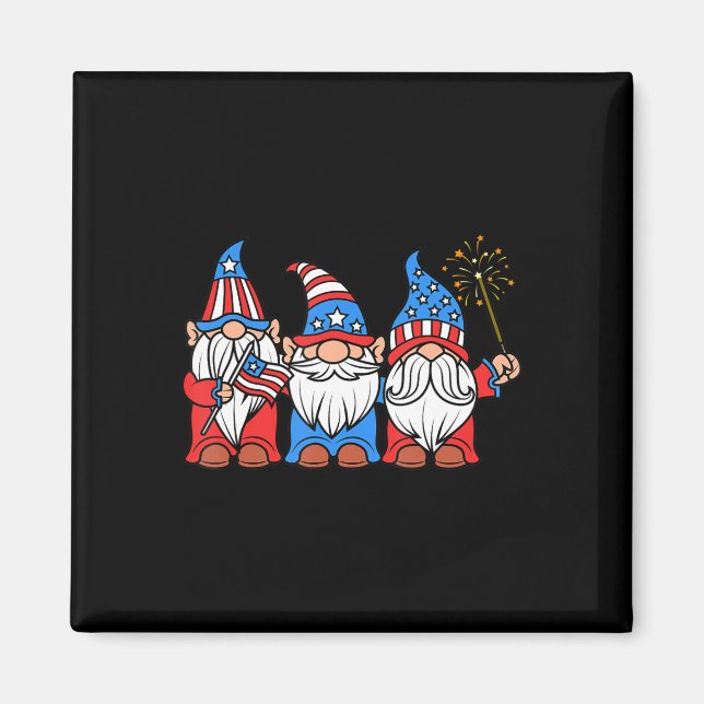 4. Juli Spaß Patriotic Gnomes USA Pride Amerika Magnet (Vorne)