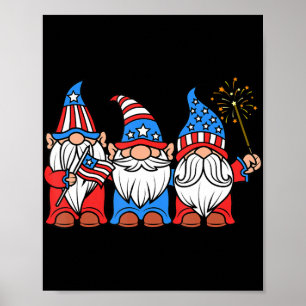 4. Juli Spaß Patriotic Gnomes USA Pride Amerika Poster