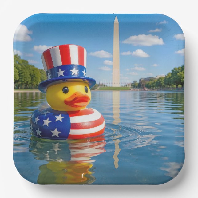 4. Juli-Spielzeugente im Reflecting Pool Pappteller (Vorderseite)