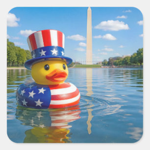 4. Juli-Spielzeugente im Reflecting Pool Quadratischer Aufkleber