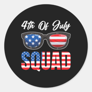 4. Juli Squad amerikanische Flagge Runder Aufkleber