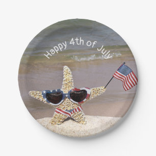 4. Juli Starfish mit amerikanischer Flagge Pappteller