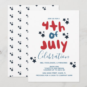 4. Juli Stars BBQ Blasenbuchstaben-Einladung Einladung