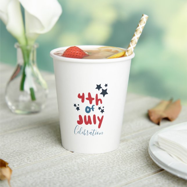 4. Juli Stars GRILLEN Party Handschrift Pappbecher (In Situ)