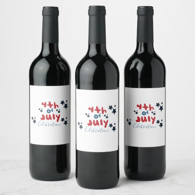 4. Juli Stars GRILLEN Party Handschrift Weinetikett (Flaschen)