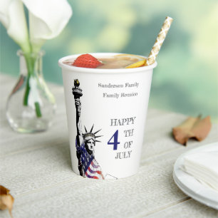 4. Juli Statue of Liberty American Flag Pappbecher