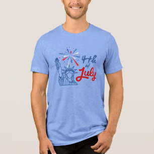 4. Juli Statue of Liberty Feuerwerk T-Shirt Tri-Blend Shirt