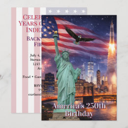 4. Juli Statue of Liberty Rakete USA 250. Einladung