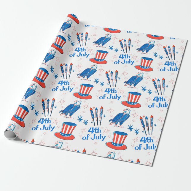 4. Juli Stickers Muster Geschenkpapier (Ungerollt)
