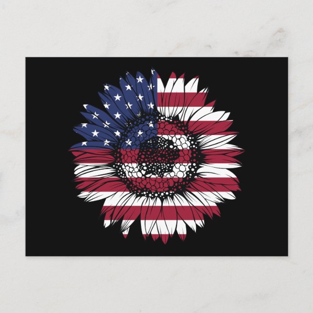 4. Juli Sunflower Independence Day USA Flag Postkarte (Vorderseite)