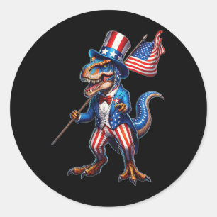 4. Juli T-rex USA Patriotic American Flag Dino Runder Aufkleber