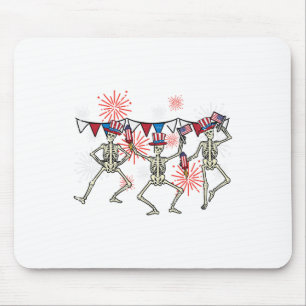 4. Juli tanzende Skelette Funny Patriotic Men Mousepad