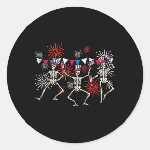 4. Juli tanzende Skelette Funny Patriotic Men Runder Aufkleber