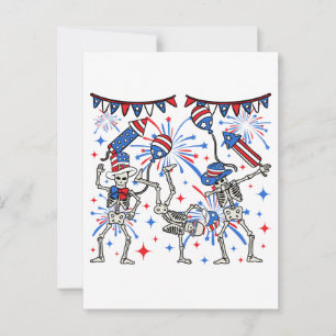 4. Juli tanzende Skelette Postkarte