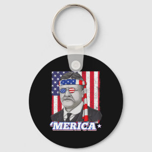 4. Juli Theodore Roosevelt Merica Patriotic USA Schlüsselanhänger