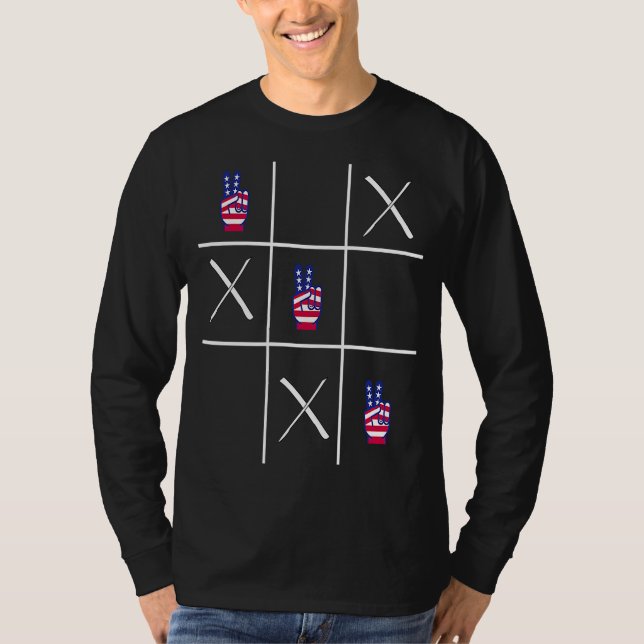 4. Juli Tic Tac Toe Peace Sign T-Shirt (Vorderseite)