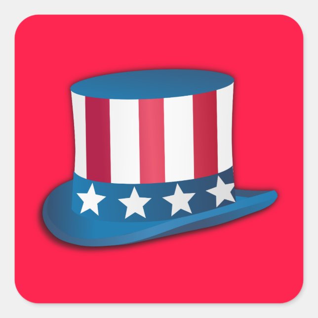 4. Juli Top Hat Quadratischer Aufkleber (Vorderseite)