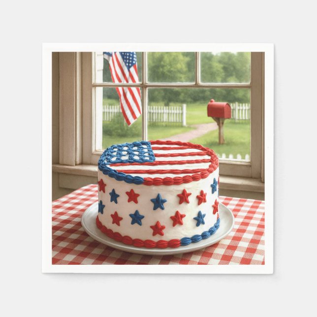 4. Juli-Torte auf einer Tischdecke Serviette (Vorderseite)