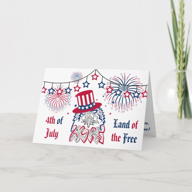 4. Juli Unabhängigkeitstag Amerikanischer Adler Karte (Vorderseite)
