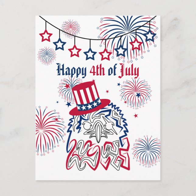 4. Juli Unabhängigkeitstag Amerikanischer Adler Postkarte (Vorderseite)