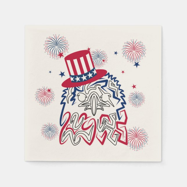 4. Juli Unabhängigkeitstag Amerikanischer Adler Serviette (Vorderseite)