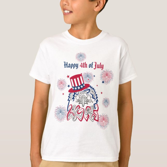 4. Juli Unabhängigkeitstag Amerikanischer Adler T-Shirt (Vorderseite)