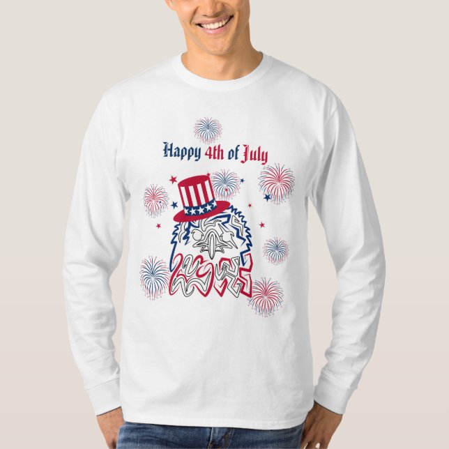 4. Juli Unabhängigkeitstag Amerikanischer Adler T-Shirt (Vorderseite)
