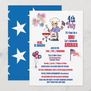 4. Juli Unabhängigkeitstag BBQ Feuerwerk  Einladung