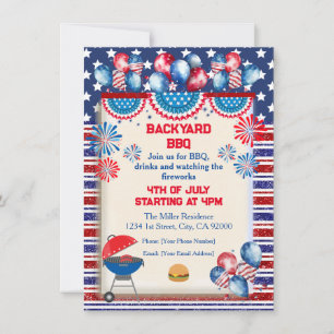 4. Juli Unabhängigkeitstag BBQ-Party-Design Einladung