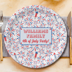 4. Juli Unabhängigkeitstag Feuerwerk Personalisier Pappteller
