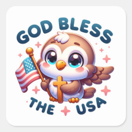 4. Juli Unabhängigkeitstag Gott segne die USA Quadratischer Aufkleber