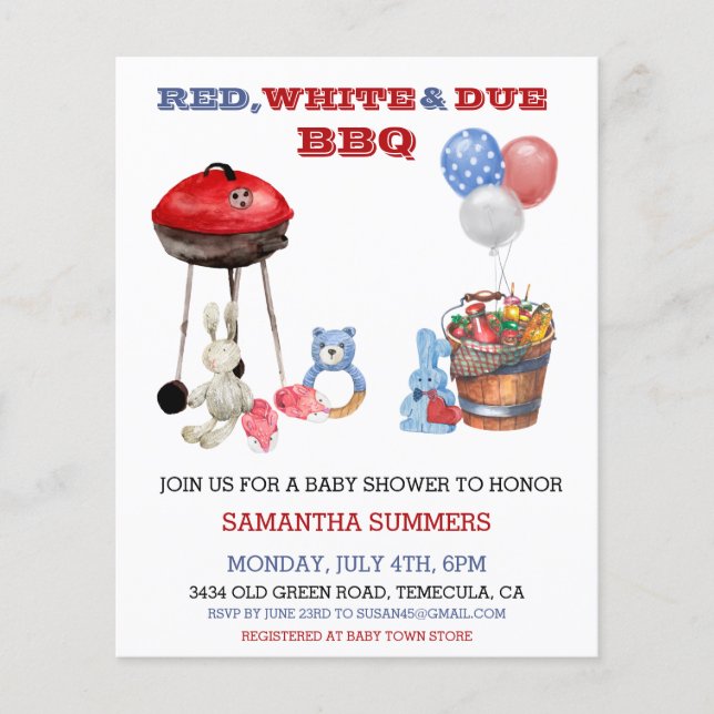 4. Juli Unabhängigkeitstag Kinderdusche (Vorderseite)