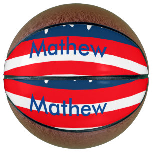 4. Juli Unabhängigkeitstag: Namenstext US-Flagge h Basketball
