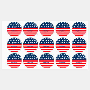 4. Juli Unabhängigkeitstag: Namenstext US-Flagge h Etiketten