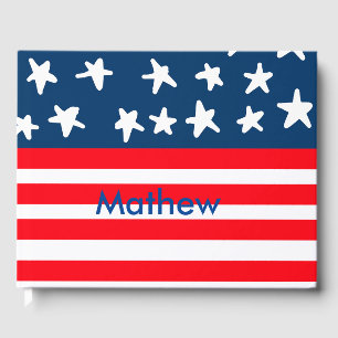 4. Juli Unabhängigkeitstag: Namenstext US-Flagge h Gästebuch