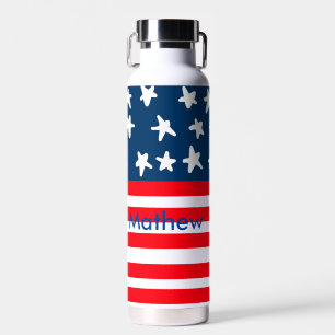 4. Juli Unabhängigkeitstag: Namenstext US-Flagge h Trinkflasche