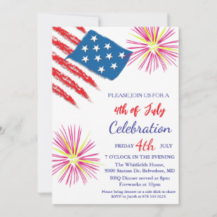 4. Juli Unabhängigkeitstag Party Red White Blue Einladung
