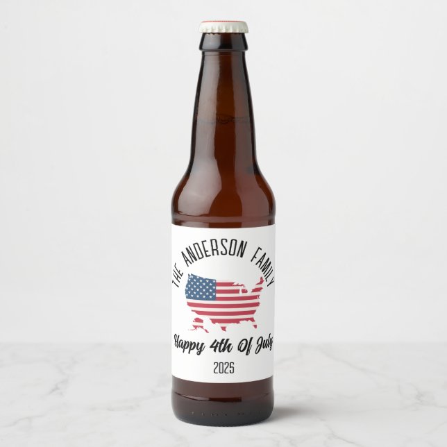 4. Juli Unabhängigkeitstag Personalisierter Name Bierflaschenetikett (Vorderseite)
