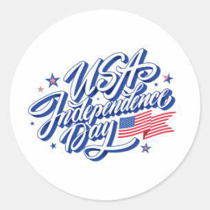 4. Juli Unabhängigkeitstag USA Flaggen Patriotisch Runder Aufkleber