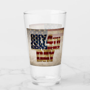 4. Juli Unabhängigkeitstag Vintage-Flaggen-Design Glas