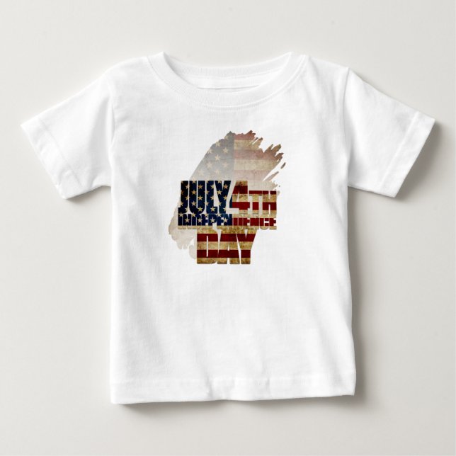 4. Juli Unabhängigkeitstag Vintages Flaggendesign Baby T-shirt (Vorderseite)