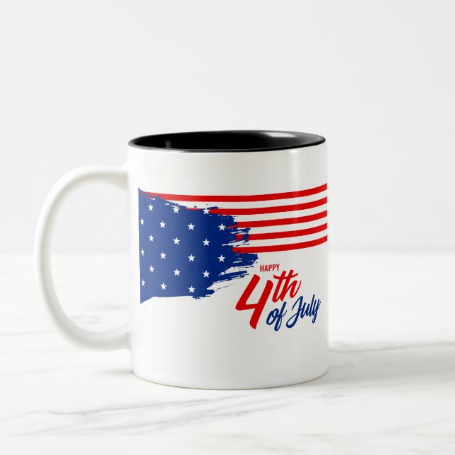 4. Juli - Unabhängigkeitstag Zweifarbige Tasse (Links)