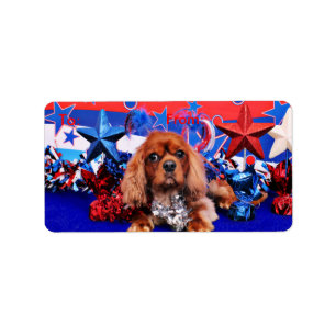 4. Juli - unbekümmerter Königcharles Spaniel - Adressaufkleber