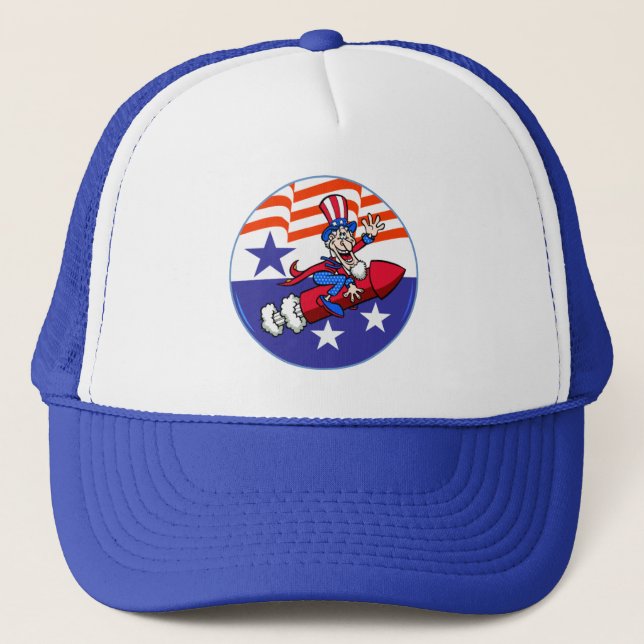 4. Juli Uncle Sam Hat Truckerkappe (Vorderseite)