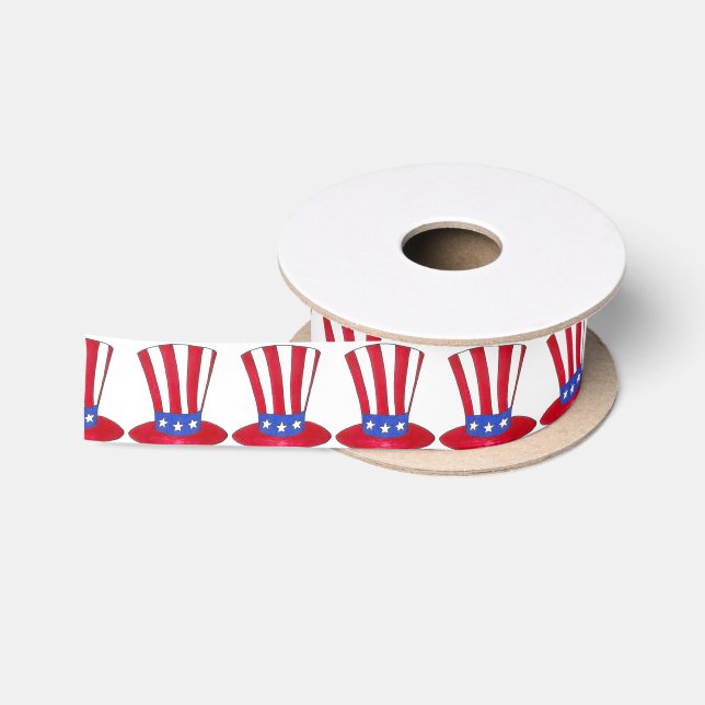 4. Juli Uncle Sam Hat USA Patriotic Ribbon Satinband (Spule)